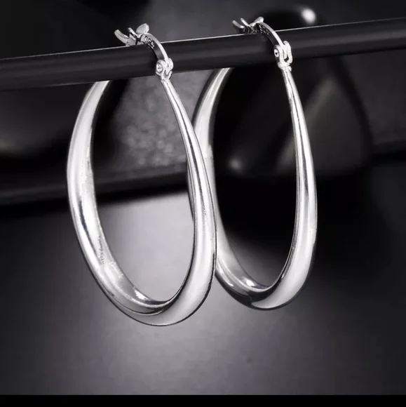 Sterling Silver Hoop Earrings - Picture 3 of 3